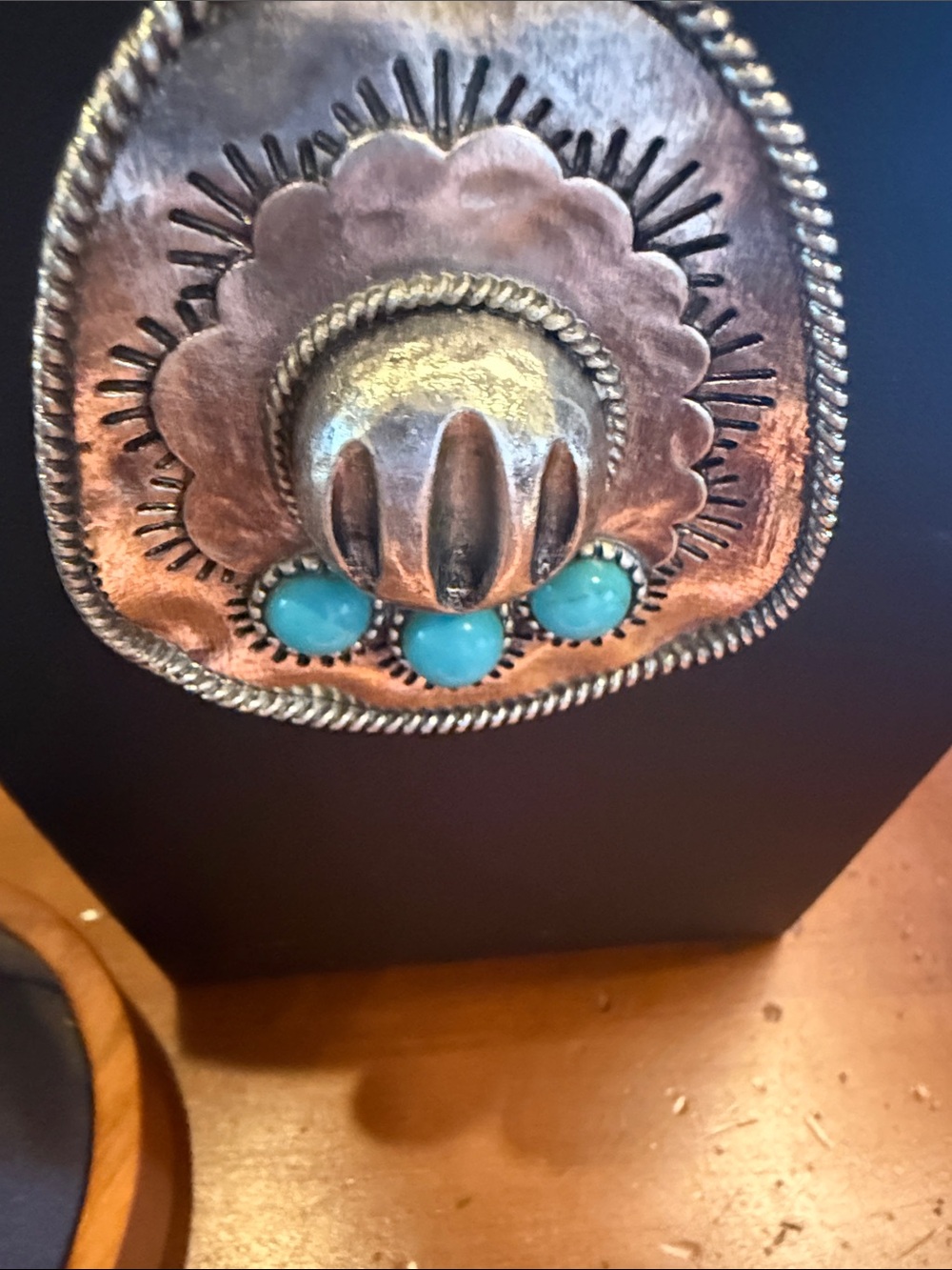 Silver-Tone Pendant Necklace with Turquoise Accents - Picture 4 of 11